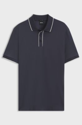 Regular-fit polo shirt in cotton, Dark Blue