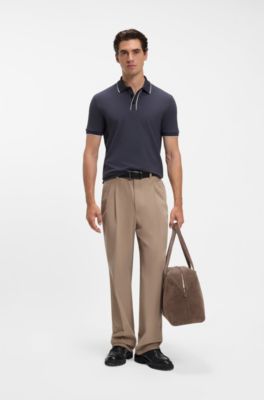 Regular-fit polo shirt in cotton, Dark Blue
