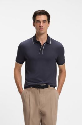 Regular-fit polo shirt in cotton, Dark Blue