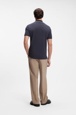 Regular-fit polo shirt in cotton, Dark Blue