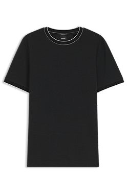 Regular-fit T-shirt in structured cotton with tipping details