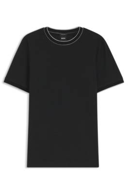 Boss Regular-fit T-shirt in structured cotton with tipping details herr – bild 4