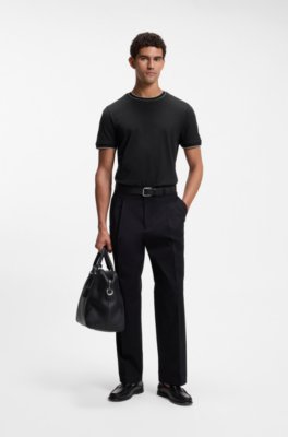 Boss Regular-fit T-shirt in structured cotton with tipping details herr – bild 2