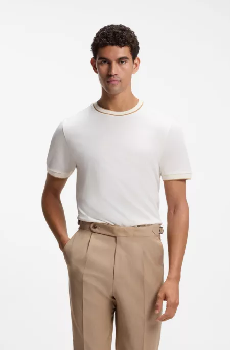 T-shirt Regular en coton structuré avec détails de liserés