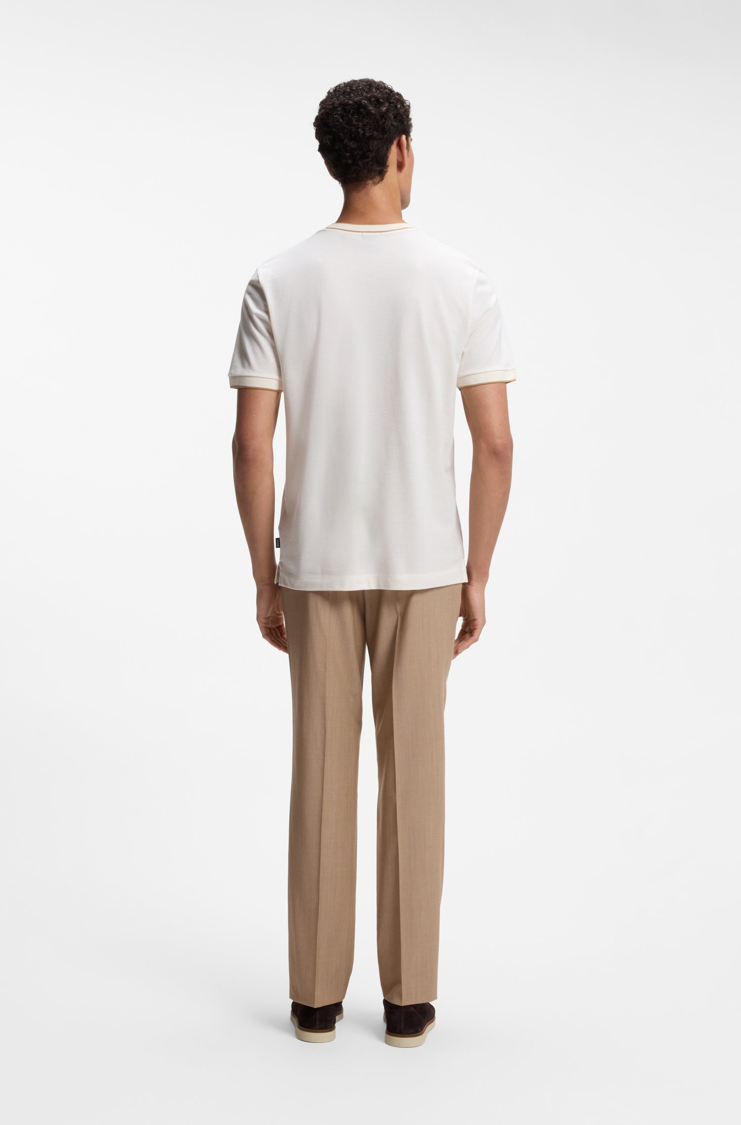 Boss Regular-fit T-shirt in structured cotton with tipping details herr – bild 3