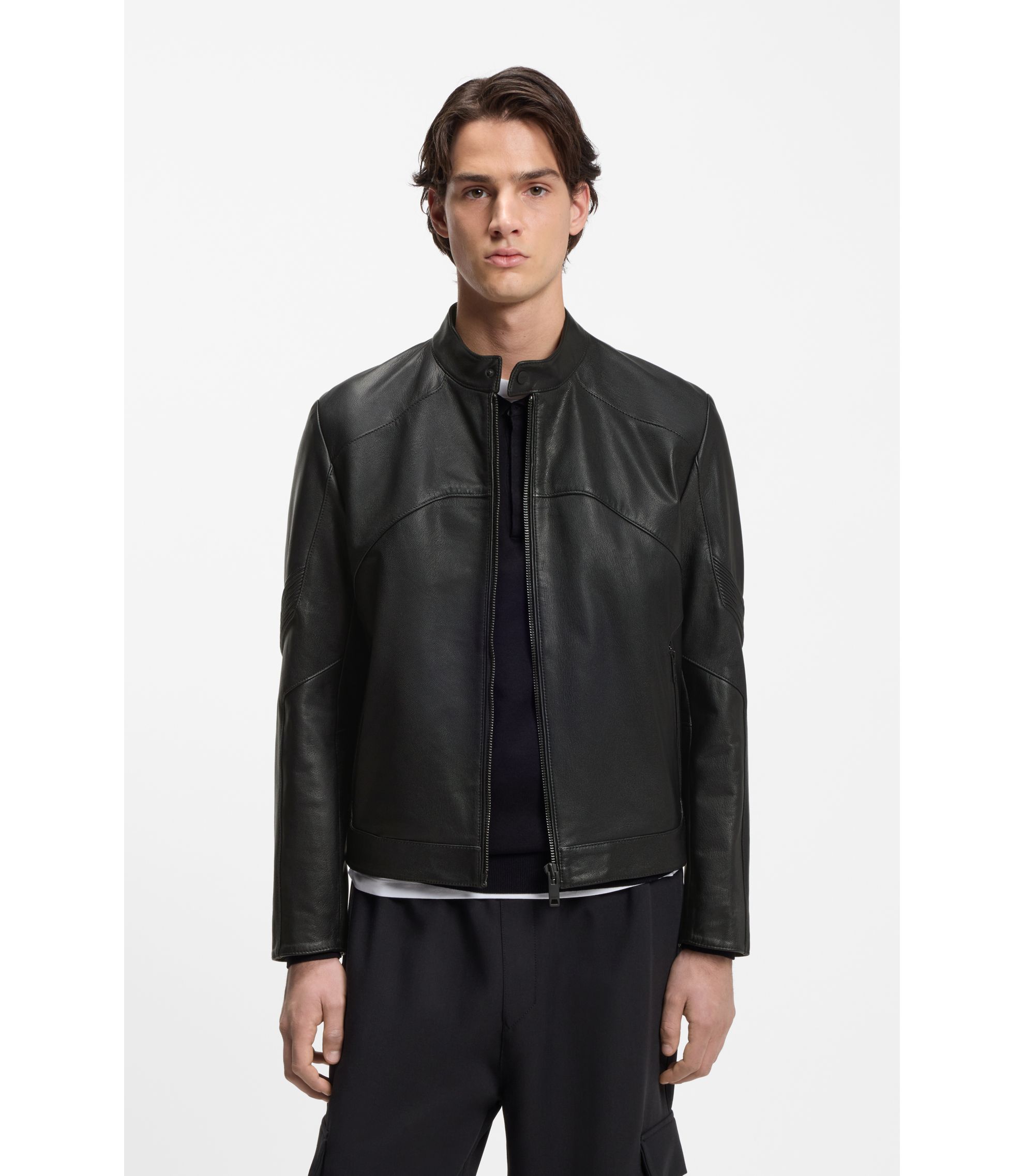 Lederjacke mit Paspeln