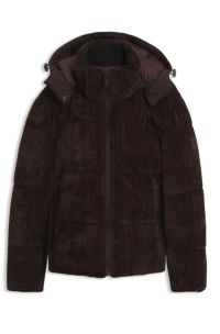 Relaxed-fit puffer jacket with detachable hood, Dark Brown