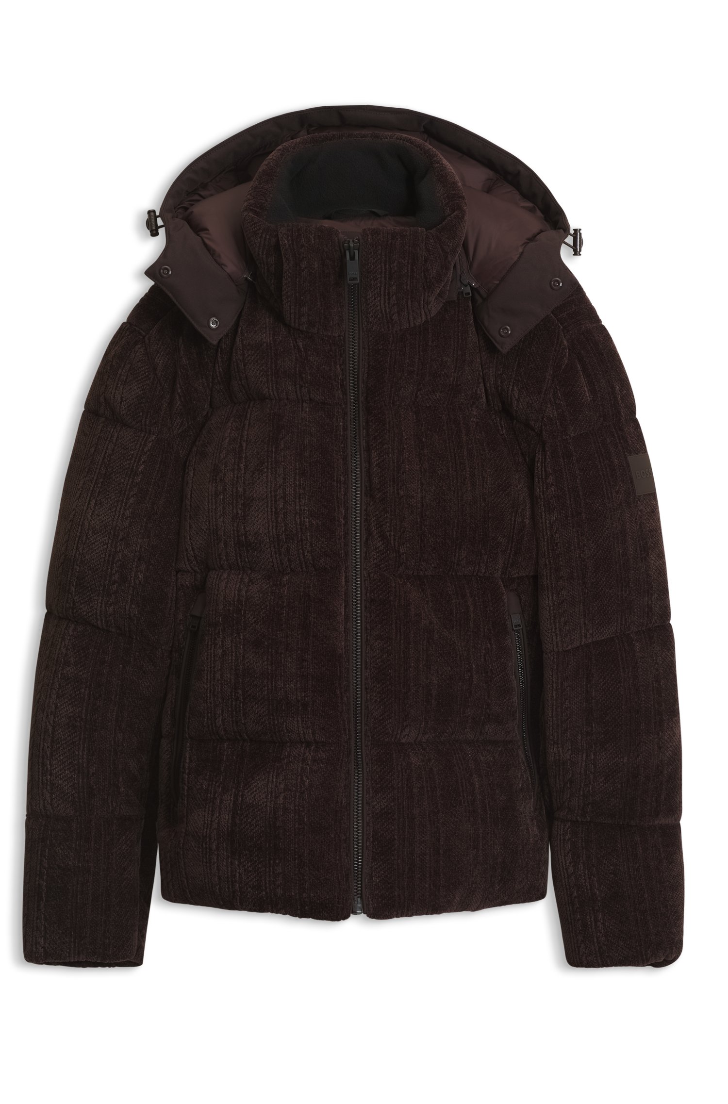 Boss Relaxed-fit puffer jacket with detachable hood jackor herr