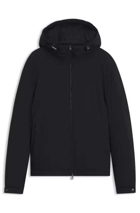Veste courte à capuche déperlante en duvet