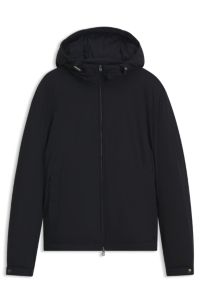 Water-repellent hooded short jacket with down filling, Dark Blue