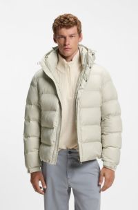 Doudoune d&eacute;perlante &agrave; capuche avec col rembourr&eacute;, Naturel