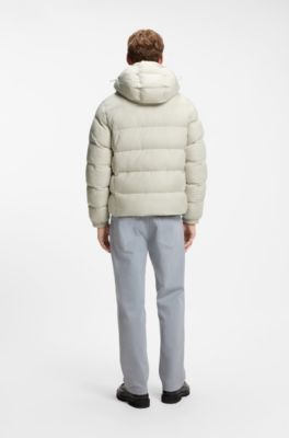 Water-repellent hooded puffer jacket with cushioned collar, Natural