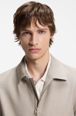 Slim-fit jacket in stretch twill, Beige