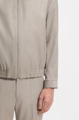 Slim-fit jacket in stretch twill, Beige
