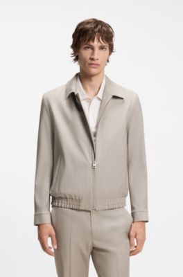 Slim-fit jacket in stretch twill, Beige