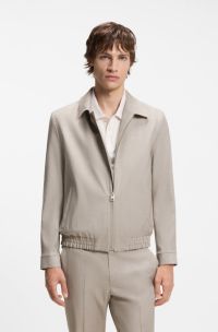 Slim-fit jacket in stretch twill, Beige