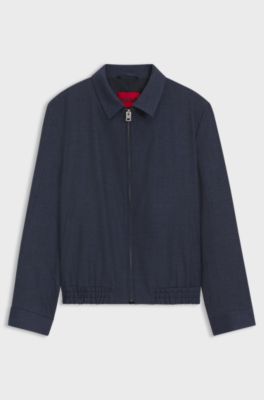 Slim-fit jacket in stretch twill, Dark Blue