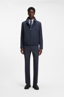 Slim-fit jacket in stretch twill, Dark Blue