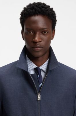 Slim-fit jacket in stretch twill, Dark Blue