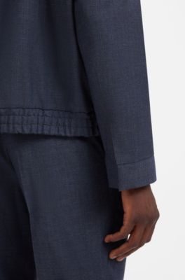 Slim-fit jacket in stretch twill, Dark Blue