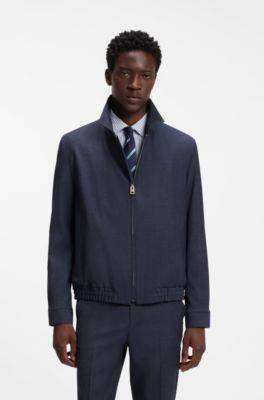 Slim-fit jacket in stretch twill, Dark Blue