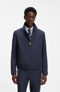 Slim-fit jacket in stretch twill, Dark Blue