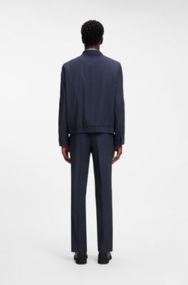 Slim-fit jacket in stretch twill, Dark Blue