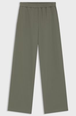 Relaxed-fit trousers in anti-static Japanese crepe, Dark Green