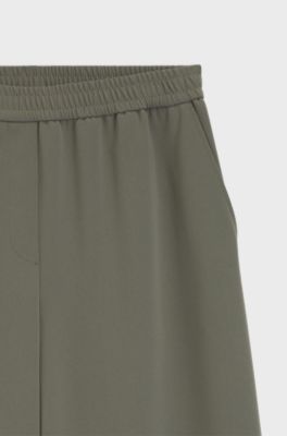 Relaxed-fit trousers in anti-static Japanese crepe, Dark Green