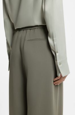 Relaxed-fit trousers in anti-static Japanese crepe, Dark Green
