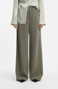 Relaxed-fit trousers in anti-static Japanese crepe, Dark Green
