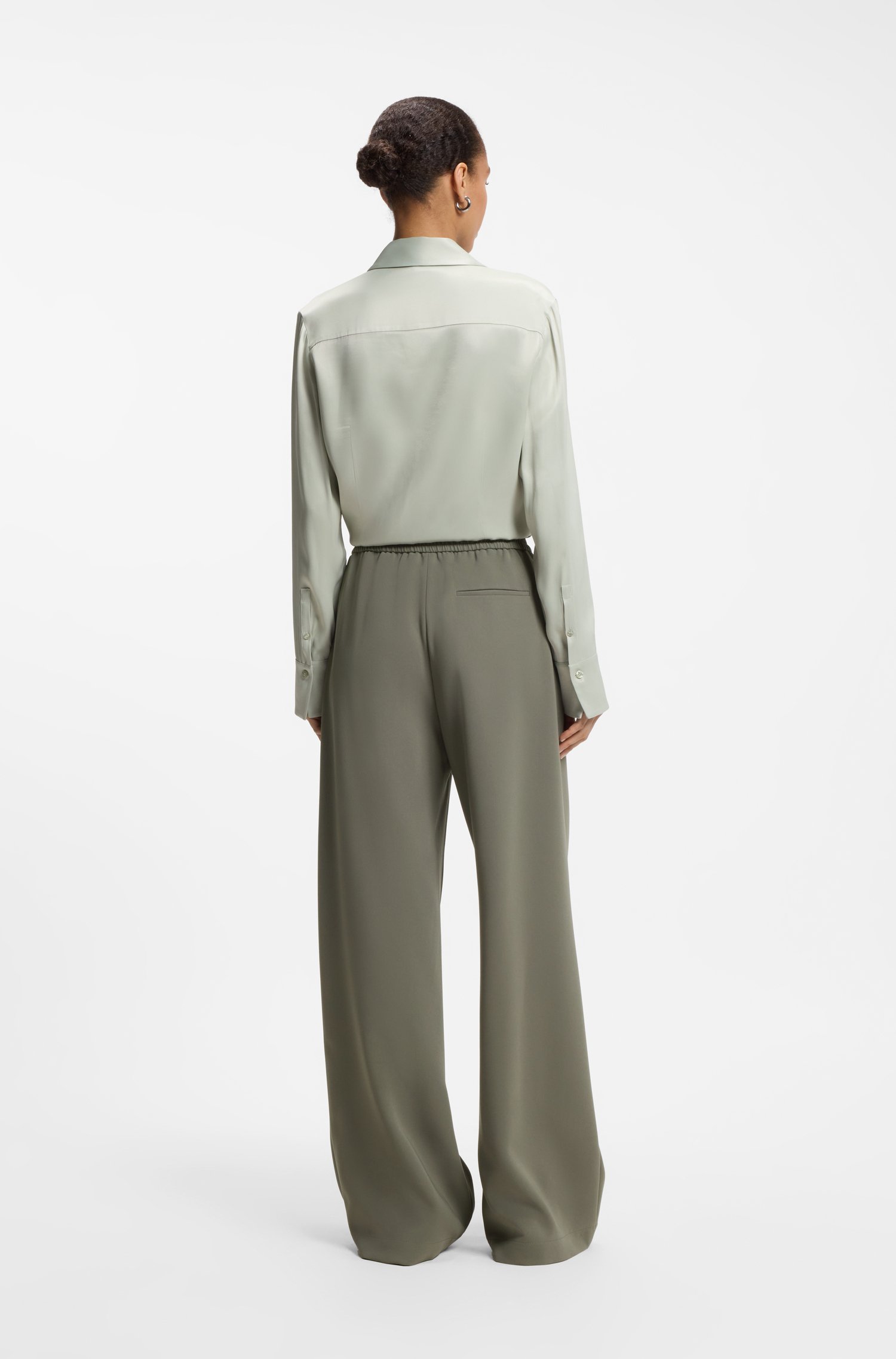 Boss Relaxed-fit trousers in anti-static Japanese crepe byxor dam – bild 2
