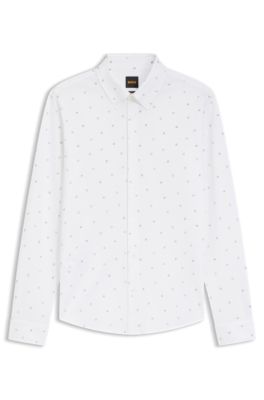 Relaxed-fit shirt in printed cotton jersey, White Patterned
