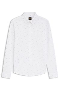 Relaxed-fit shirt in printed cotton jersey, White Patterned