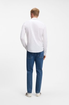 Boss Slim-fit shirt in printed cotton jersey t-shirts med tryck herr – bild 3