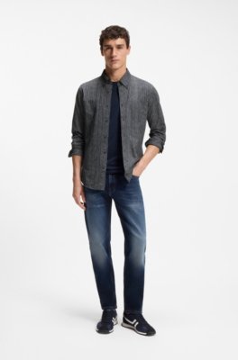 Boss Slim-fit shirt in printed cotton jersey t-shirts med tryck herr – bild 2