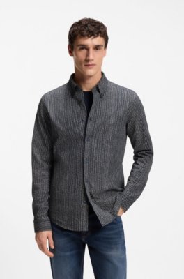 Slim-fit shirt in printed cotton jersey