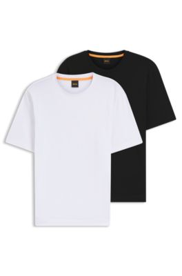 Two-pack of relaxed-fit T-shirts in stretch cotton, Black