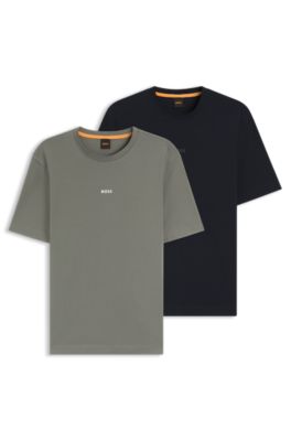 Two-pack of relaxed-fit T-shirts in stretch cotton, Blue / Grey