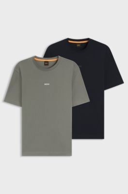 Two-pack of relaxed-fit T-shirts in stretch cotton, Blue / Grey
