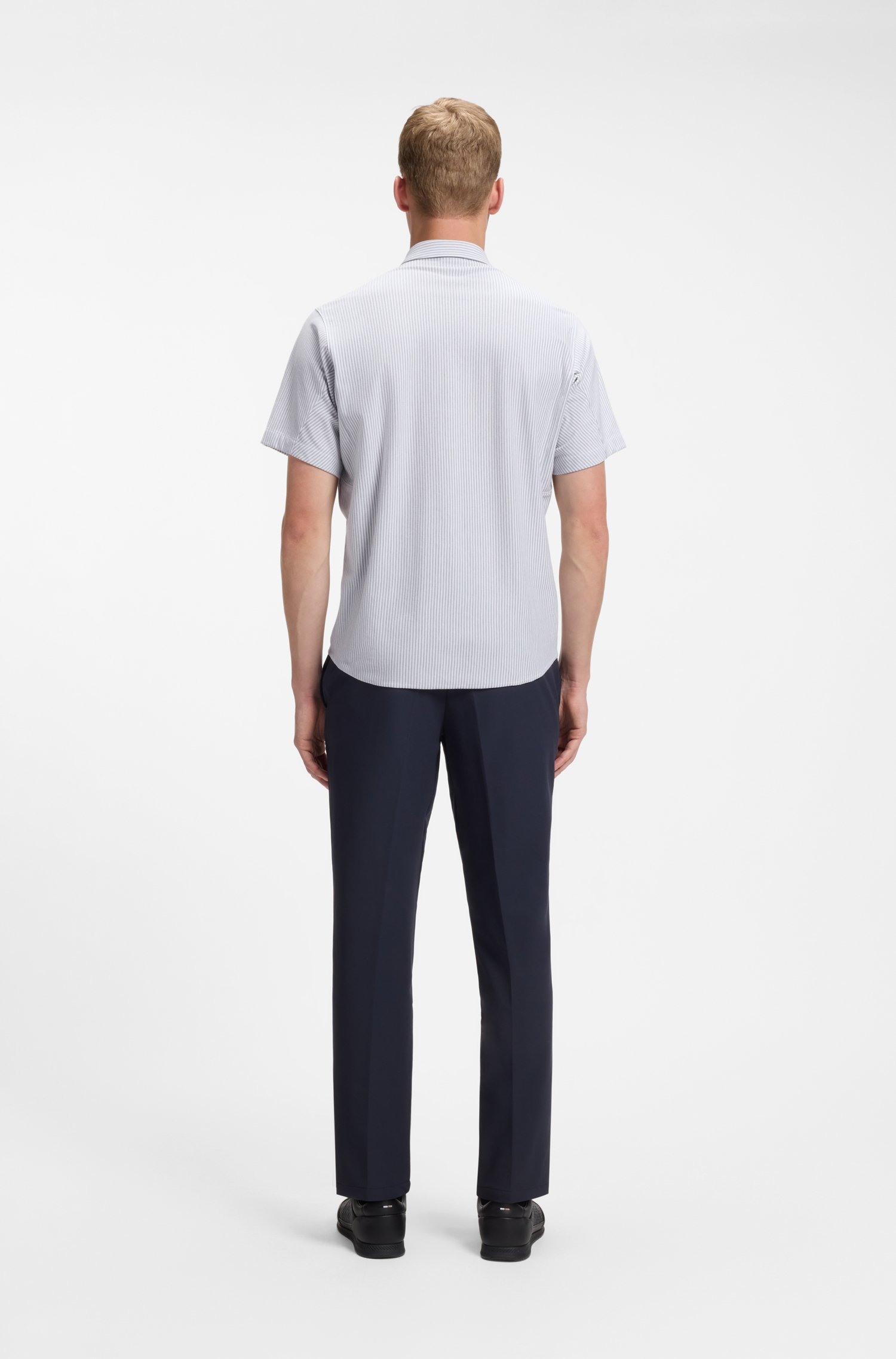 Boss Short-sleeved regular-fit shirt in cotton piqué skjortor & blusar herr – bild 3