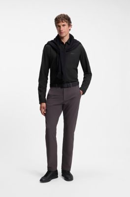 Cotton-piqu&eacute; shirt, Black Patterned