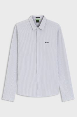 Cotton-piqu&eacute; shirt, Grey Stripes