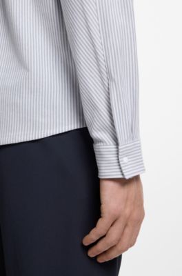 Cotton-piqu&eacute; shirt, Grey Stripes