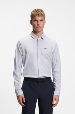Cotton-piqu&eacute; shirt, Grey Stripes
