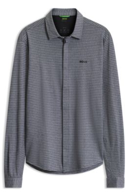 Cotton-piqu&eacute; shirt, Blue Patterned