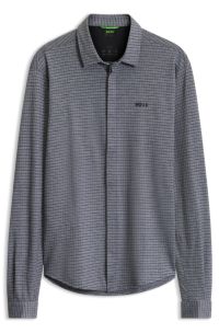 Camicia in piqu&eacute; di cotone, Blu a motivi