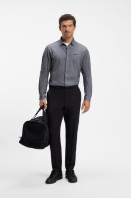 Cotton-piqu&eacute; shirt, Blue Patterned