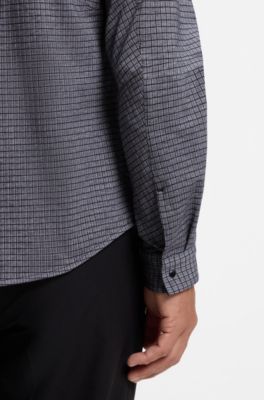 Cotton-piqu&eacute; shirt, Blue Patterned