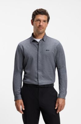 Cotton-piqu&eacute; shirt, Blue Patterned